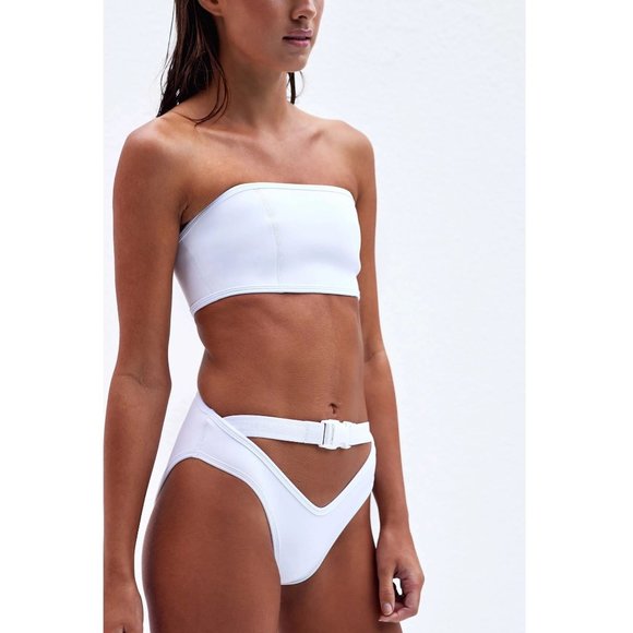 NWT** Zacob Sportiv V-Line Signature Bikini Bottoms in White - Picture 2 of 4